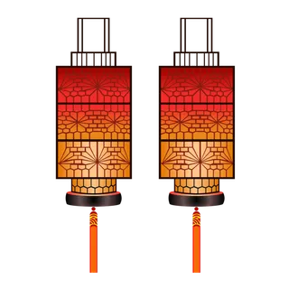 卡通手绘灯笼中秋节元宵节花灯新年海报元素PNG免扣PS素材