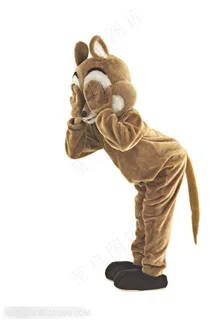 游乐园广告元素 穿着松鼠木偶装的马戏团人员捂眼睛