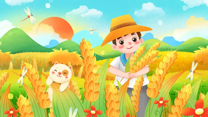 清新丰收节宣传海报