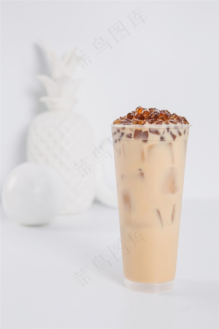 奶茶图片-珍珠果冻双拼