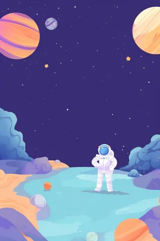 粉紫宇航员清新背景