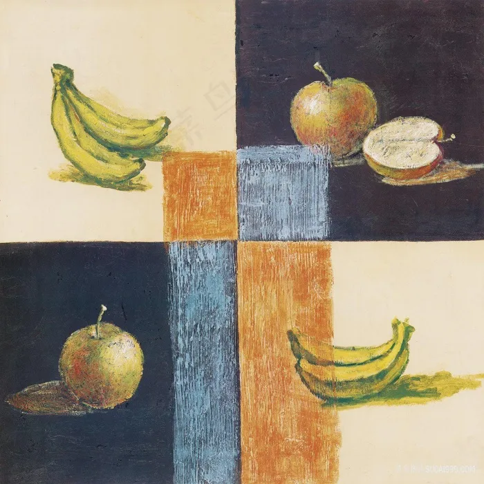 静物水果香蕉苹果装饰画