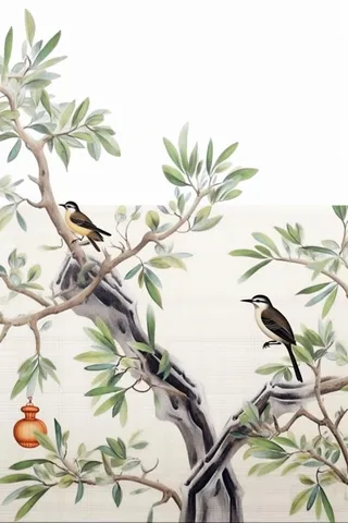 简约大气国风鸟背景