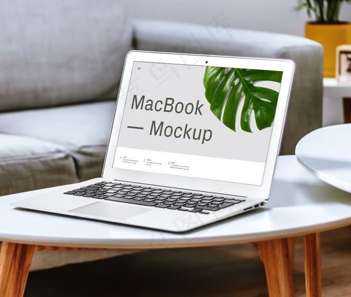 放置在桌子上的MacBook 笔记本电脑在桌子上 电子产品电脑样机psd模版下载