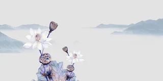 中国风传统水墨古风古典展板边框工笔画PS海报背景平面设计素材