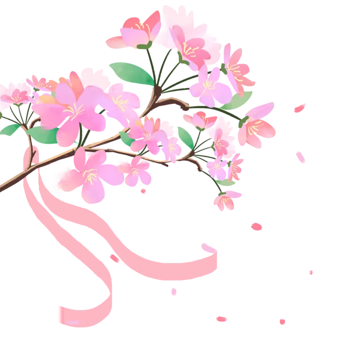 春天浪漫粉红色樱花手绘樱花梅花桃花花朵图片PNG免扣素材