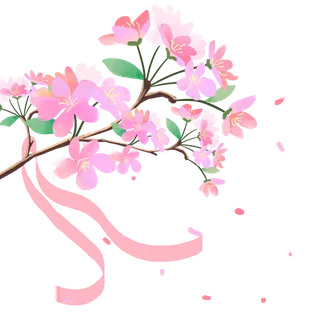 春天浪漫粉红色樱花手绘樱花梅花桃花花朵图片PNG免扣素材