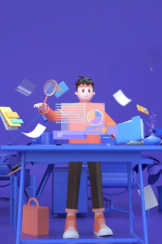 c4d三维立体蓝色3D商务风