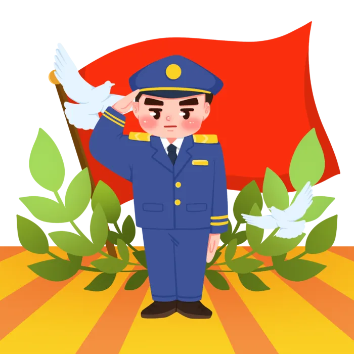敬礼正气建党节海陆空部队军人爱国插画 