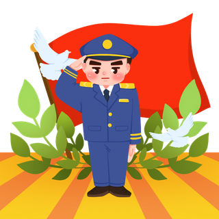 敬礼正气建党节海陆空部队军人爱国插画 