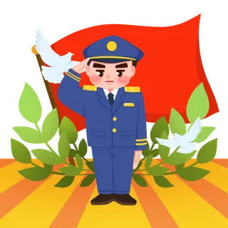 敬礼正气建党节海陆空部队军人爱国插画 