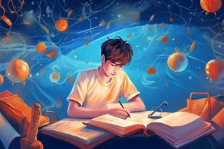 学生晚上复习知识学习背景