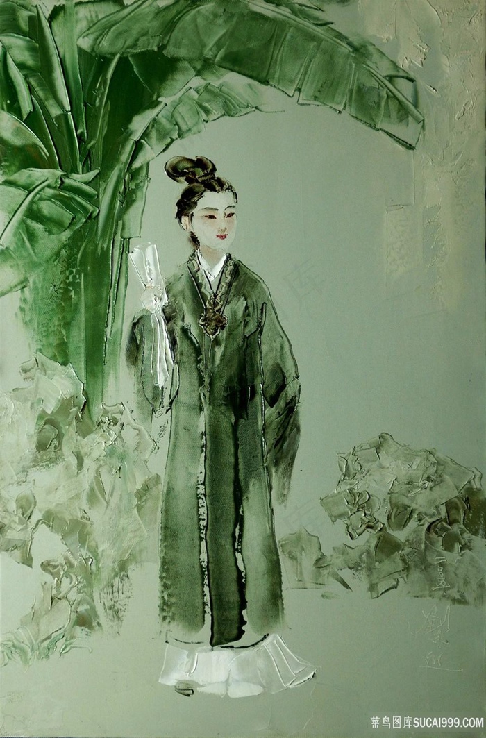 手绘古装女性插画