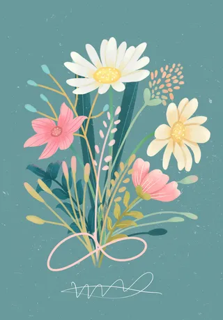 简约创意轻质感扁平植物花草海报插画