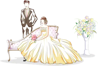 婚纱卡通人物婚礼白纱结婚婚纱摄影手绘