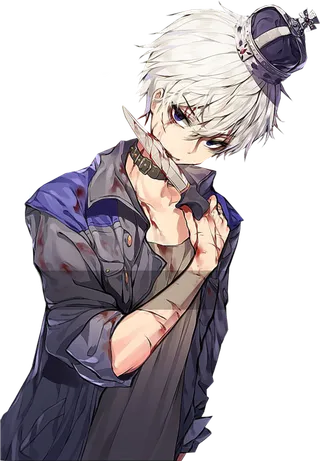 白发蓝衣女孩素材卡通