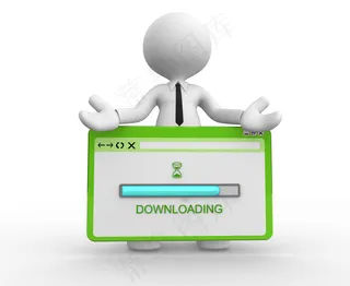 展示下载说明的3D小人图片