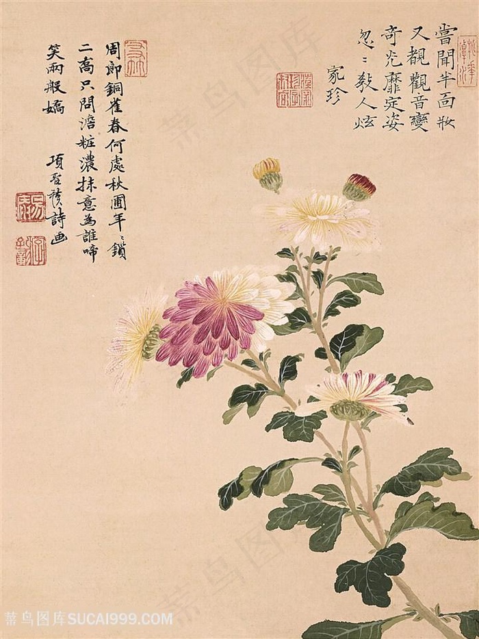 项圣谟-时尚中式花卉花枝装饰画
