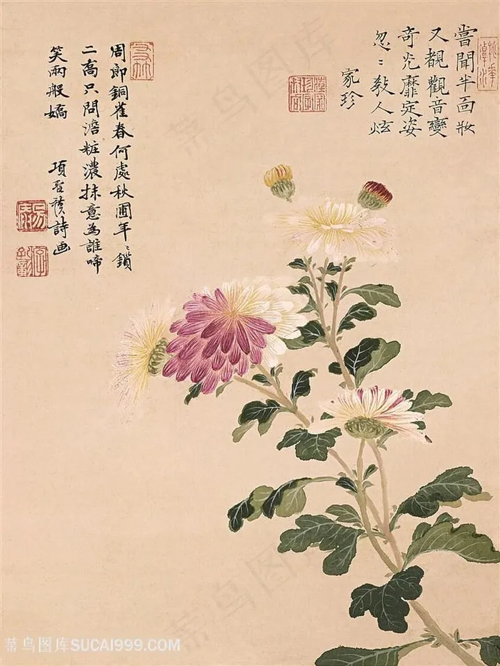项圣谟-时尚中式花卉花枝装饰画