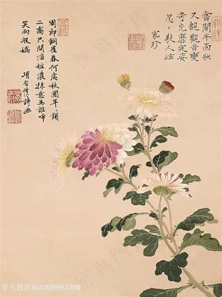 项圣谟-时尚中式花卉花枝装饰画