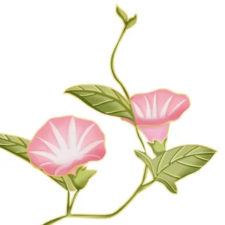 国潮风立体浮雕金边手绘花朵花卉PSD设计PNG免扣图片元素素材