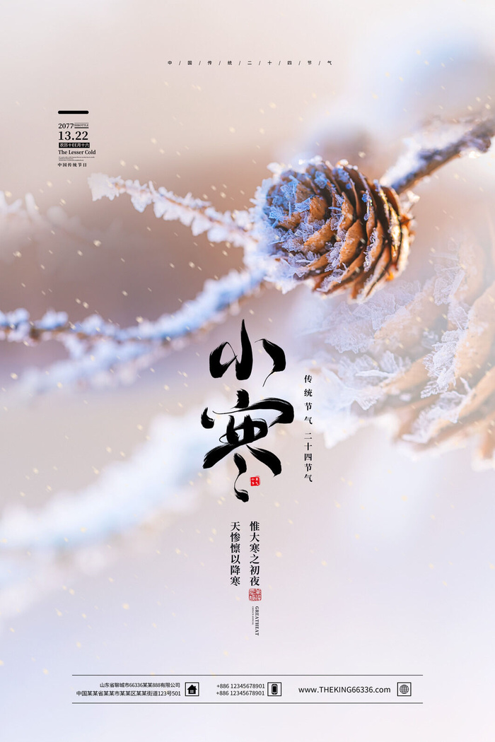 中国传统冬天小寒祝福24二十四节气节日宣传活动海报