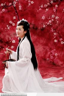 象林黛玉穿白色传统服装汉服的古典美女