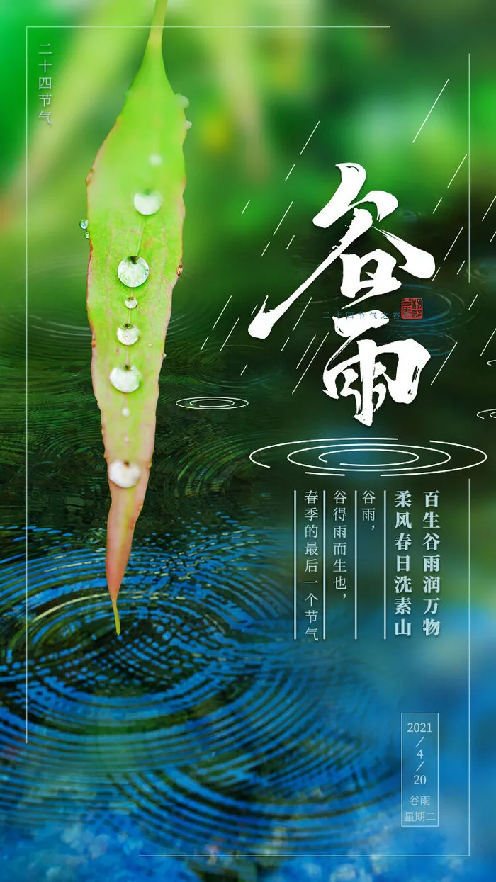 谷雨二十四节气海报设计psd模版下载