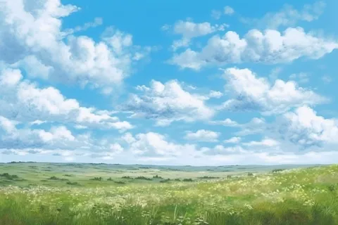 春天的蓝天白云草原很美背景图 春天的蓝天白云草原很美背景图