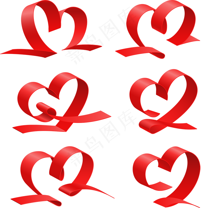 免扣素材红丝带爱心