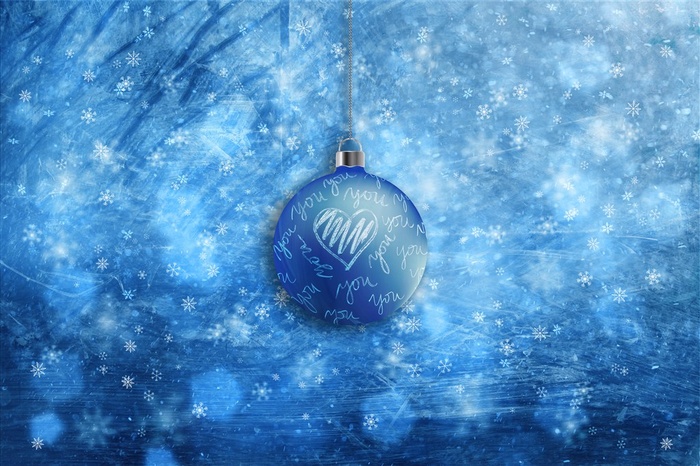 蓝色唯美圣诞节装饰球背景