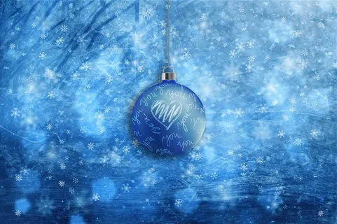 蓝色唯美圣诞节装饰球背景