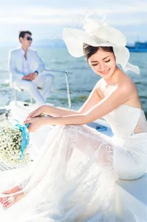 唯美新娘游艇婚纱样片特写