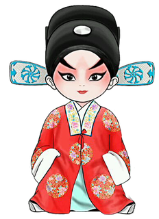 卡通京剧戏剧人物脸谱插画PNG图片 国潮中国风Q版戏剧人物PS素材