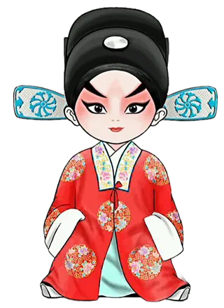 卡通京剧戏剧人物脸谱插画PNG图片 国潮中国风Q版戏剧人物PS素材