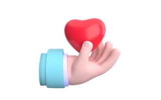 c4d卡通爱心手势情人节免扣