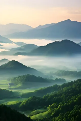 山脉树林高空摄影