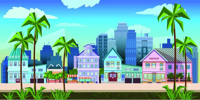 分析图素材图标集合景观建筑立面插画场景AI矢量图形设计eps,ai矢量模版下载