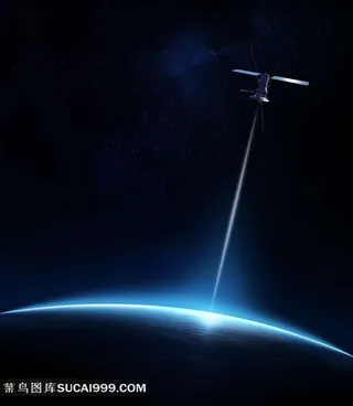 太空系列 - 正在发射卫星信号的人造卫星