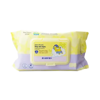 (T)纽伽森 海绵宝宝婴儿柔护湿巾洁面巾擦屁屁 80片／包超市商品白底图免抠实物摄影png格式图片透明底
