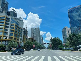 夏日正午时分的城市街景