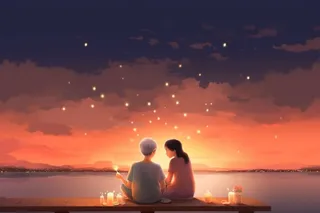 夜晚意境老人陪伴背景