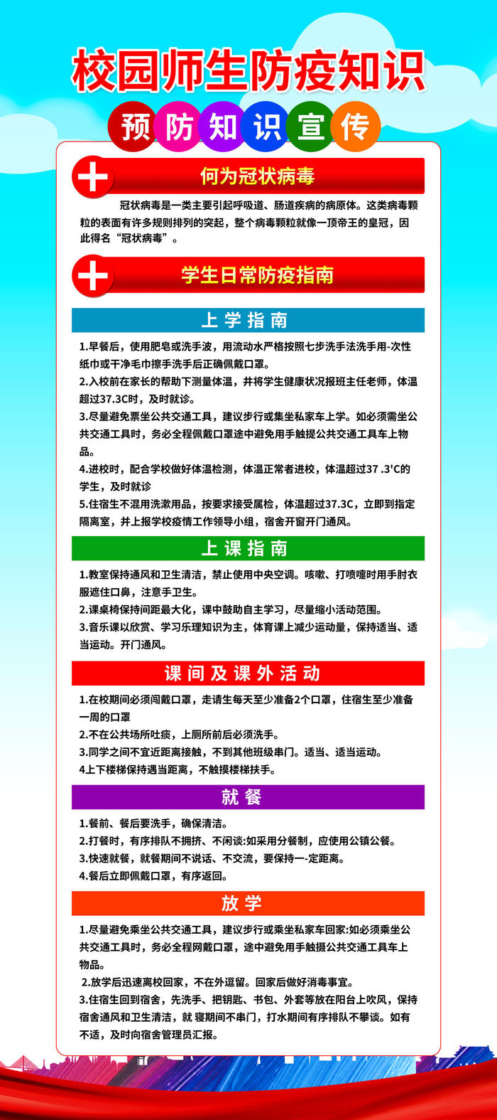 简洁清爽新冠肺炎病毒防控易拉宝psd模版下载