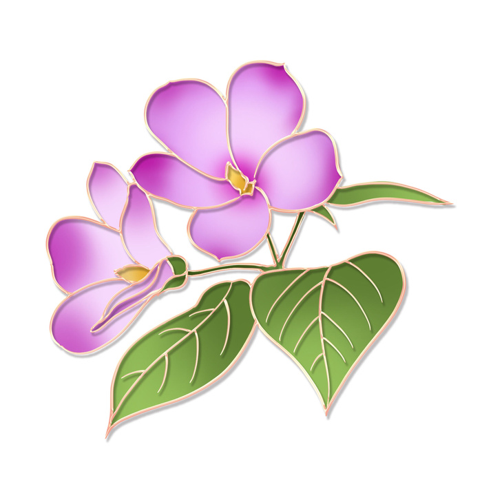 国潮风立体浮雕金边手绘花朵花卉PSD设计PNG免扣图片元素素材psd模版下载
