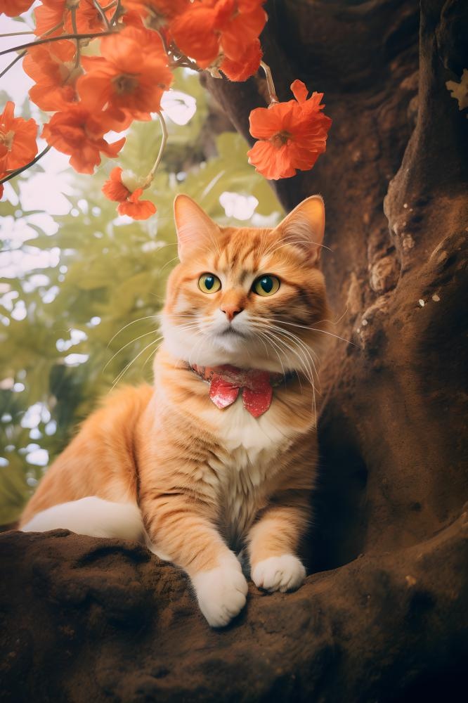 小猫鲜花花园背景