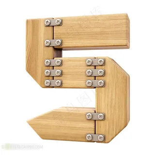 3D木质金属螺钉连接数字5