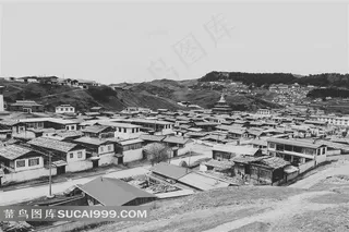 甘南郎木寺黑白摄影风光片