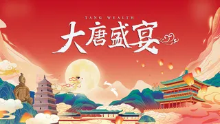 中秋国庆手绘插画背景