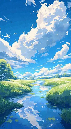 春天河边青草池塘蓝天白云，立春