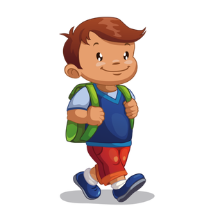 背书包 男孩 卡通